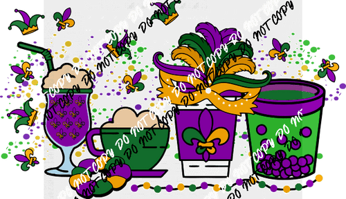 Mardi Gras Coffee DTF Transfer - We Print U Press DTF Transfers