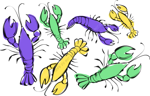 Mardi Gras Crawfish Scatter DTF Transfer RTP DTF Transfers