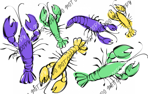 Mardi Gras Crawfish Scatter DTF Transfer RTP DTF Transfers