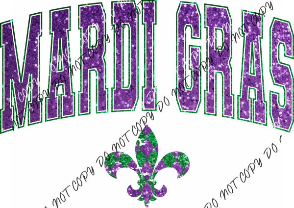 Mardi Gras Faux Glitter Letters And Fleur De Lis Dtf Transfer Rtp Transfers