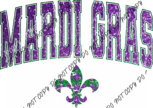 Mardi Gras Faux Glitter Letters And Fleur De Lis Dtf Transfer Rtp Transfers