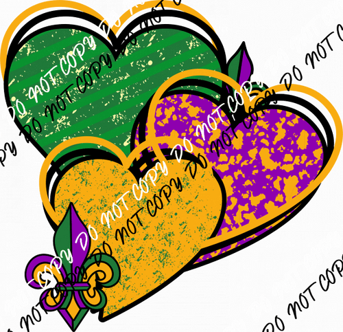 Mardi Gras Hearts DTF Transfer - We Print U Press DTF Transfers