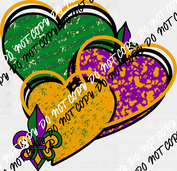 Mardi Gras Hearts DTF Transfer - We Print U Press DTF Transfers