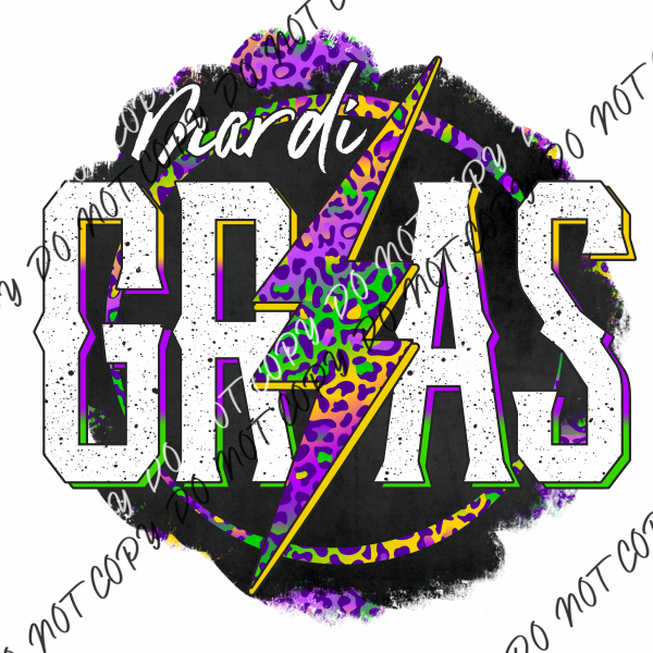 Mardi Gras Lightning Bolt Circle Dtf Transfer