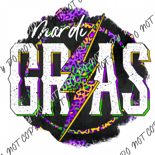 Mardi Gras Lightning Bolt Circle Dtf Transfer