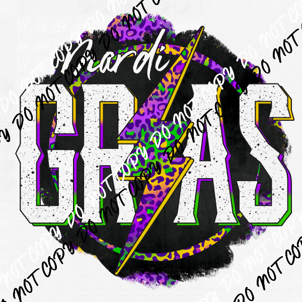 Mardi Gras Lightning Bolt Circle DTF Transfer - We Print U Press DTF Transfers