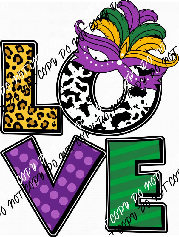 Mardi Gras Love DTF Transfer - We Print U Press DTF Transfers