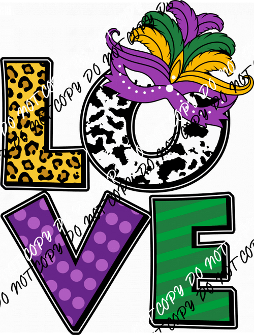 Mardi Gras Love DTF Transfer - We Print U Press DTF Transfers