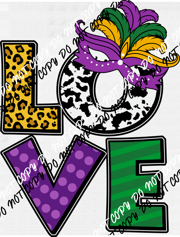 Mardi Gras Love DTF Transfer - We Print U Press DTF Transfers