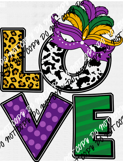 Mardi Gras Love DTF Transfer - We Print U Press DTF Transfers