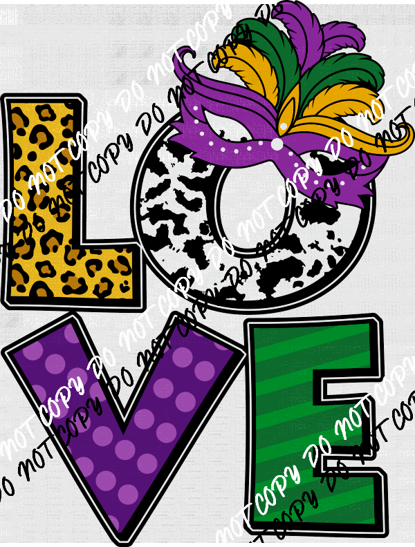 Mardi Gras Love DTF Transfer - We Print U Press DTF Transfers