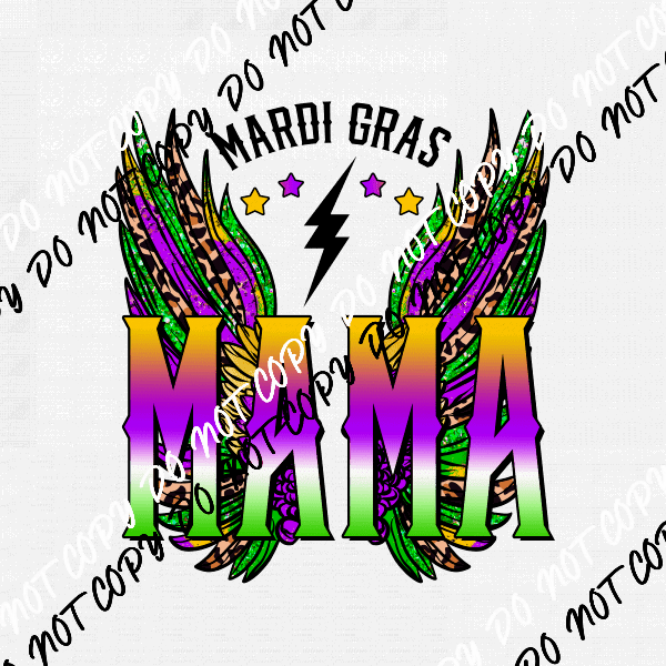 Mardi Gras Mama Wings DTF Transfer - We Print U Press DTF Transfers
