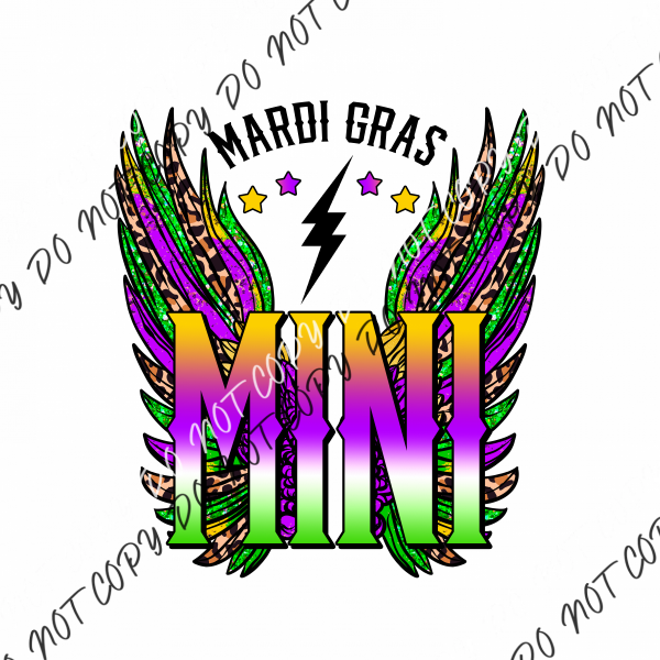 Mardi Gras Mini Wings Dtf Transfer