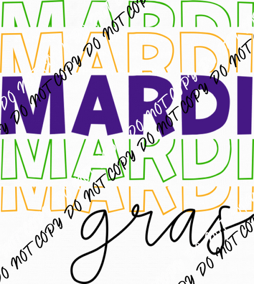 Mardi Gras Mirror Stacked DTF Transfer - We Print U Press DTF Transfers