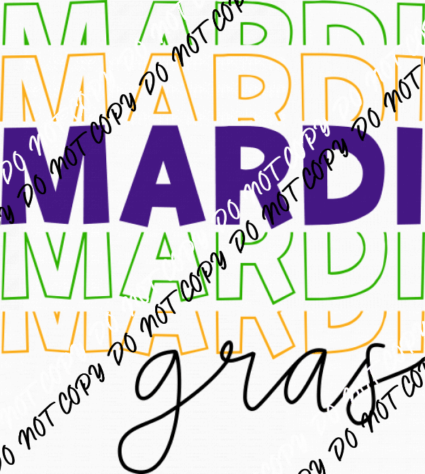 Mardi Gras Mirror Stacked DTF Transfer - We Print U Press DTF Transfers