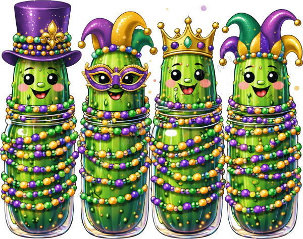 Mardi Gras Pickle Party DTF Transfer RTP DTF Transfers