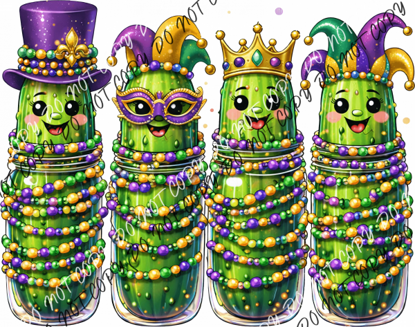 Mardi Gras Pickle Party DTF Transfer RTP DTF Transfers