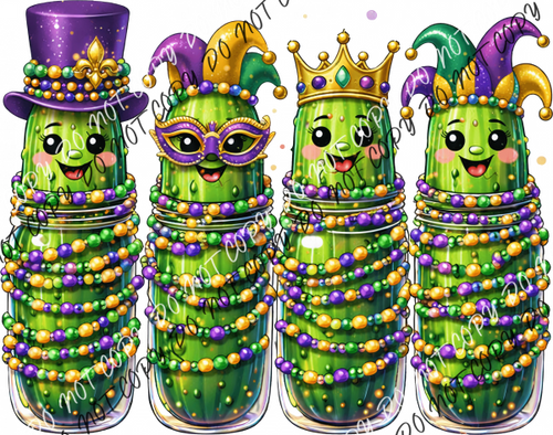 Mardi Gras Pickle Party DTF Transfer RTP DTF Transfers
