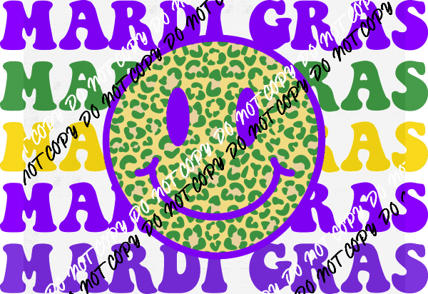 Mardi Gras Smiley DTF Transfer - We Print U Press DTF Transfers