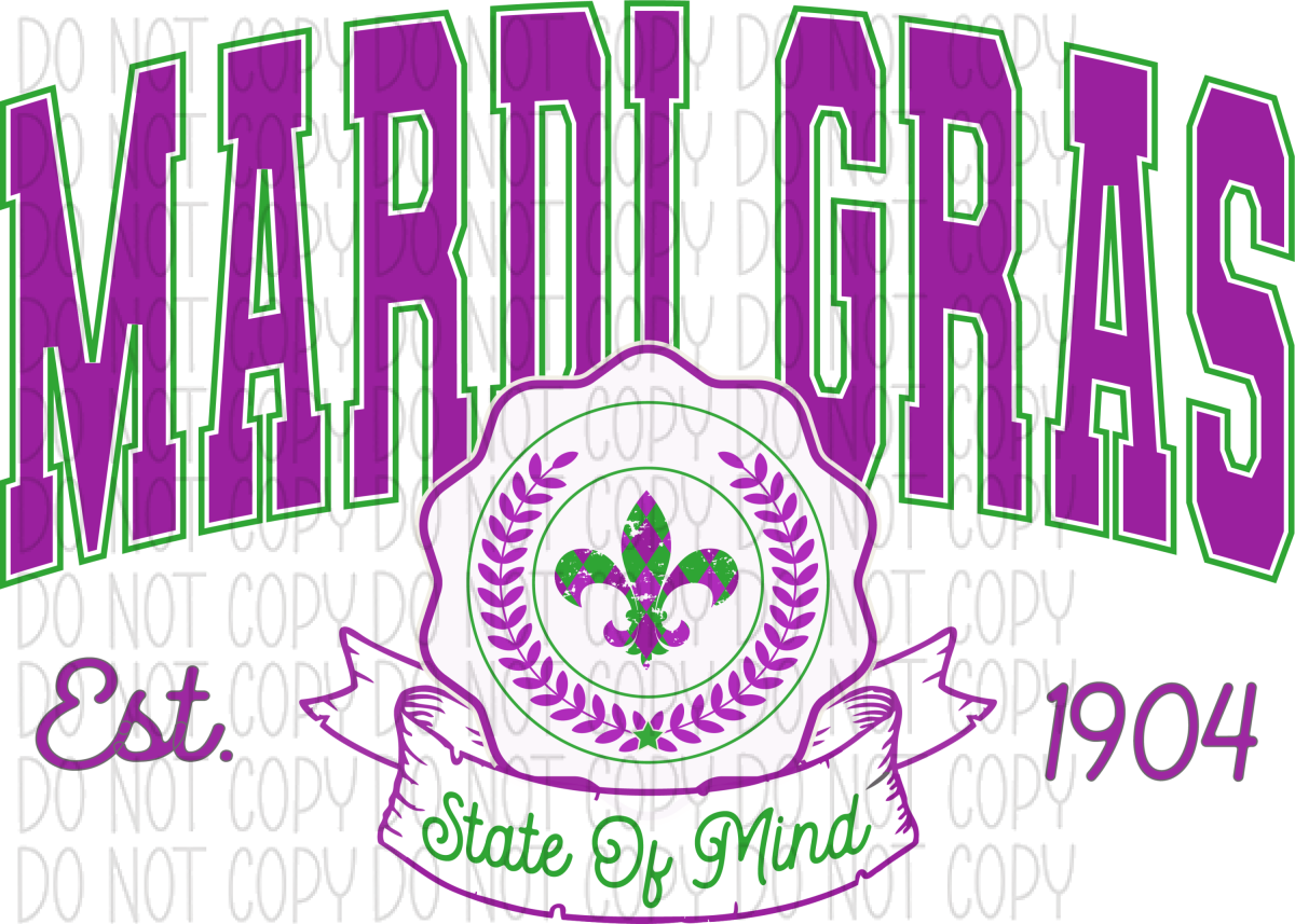 Mardi Gras State Of Mind Varsity Dtf Transfer Rtp Transfers