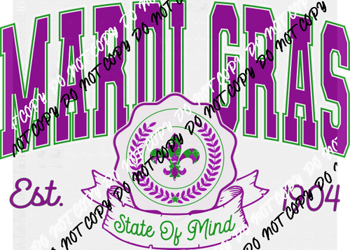 Mardi Gras State of Mind Varsity DTF Transfer - We Print U Press DTF Transfers