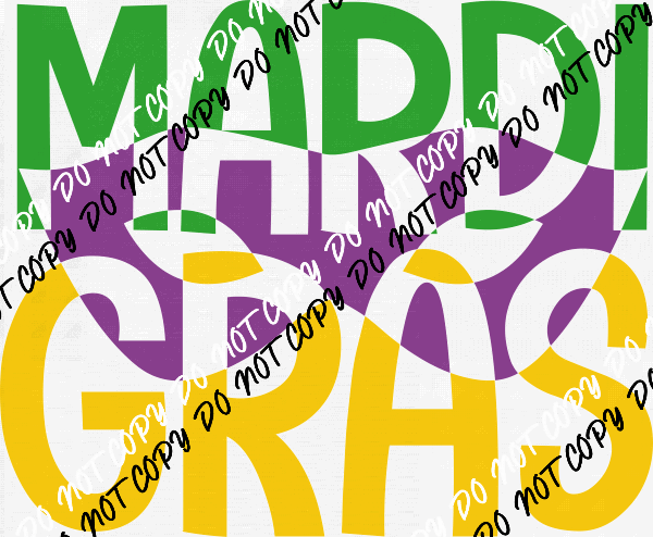 Mardi Gras Text with Mask DTF Transfer - We Print U Press DTF Transfers