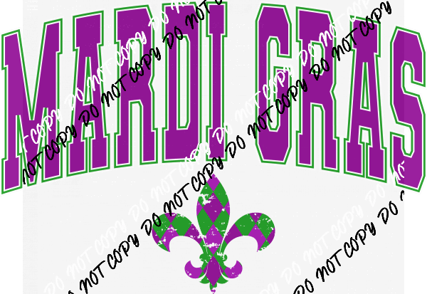 Mardi Gras Varsity Lettering DTF Transfer - We Print U Press DTF Transfers