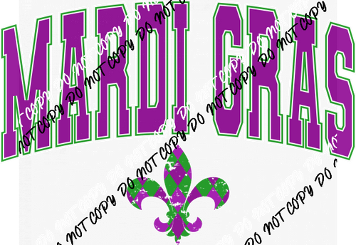 Mardi Gras Varsity Lettering DTF Transfer - We Print U Press DTF Transfers