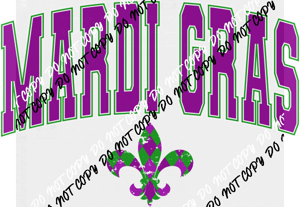 Mardi Gras Varsity Lettering DTF Transfer - We Print U Press DTF Transfers