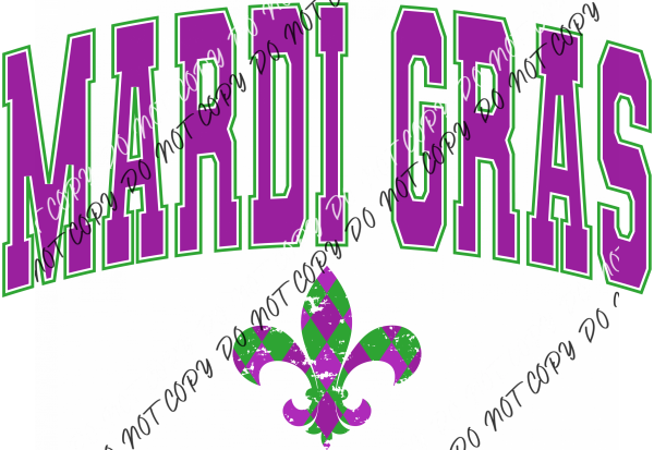 Mardi Gras Varsity Lettering Dtf Transfer Rtp Transfers