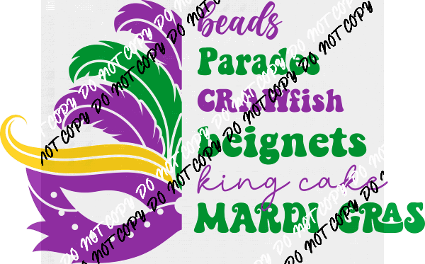 Mardi Gras Words with Mask DTF Transfer - We Print U Press DTF Transfers