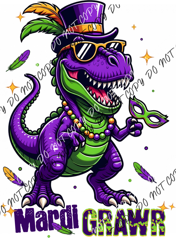 Mardi Grawr T-Rex DTF Transfer RTP DTF Transfers