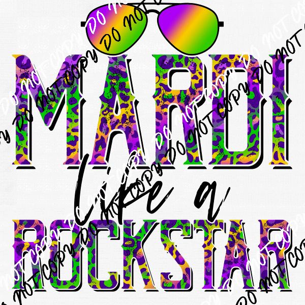 Mardi Like a Rockstar DTF Transfer - We Print U Press DTF Transfers