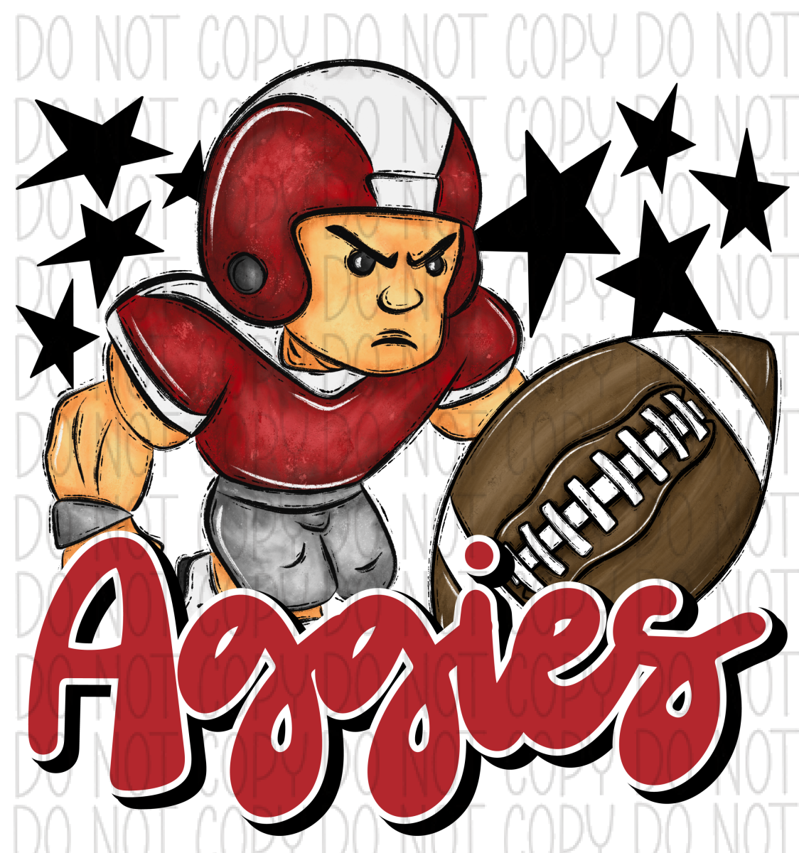 Mascot Aggies Football Dtf Transfer Pocket Size 3 / Red Transfers