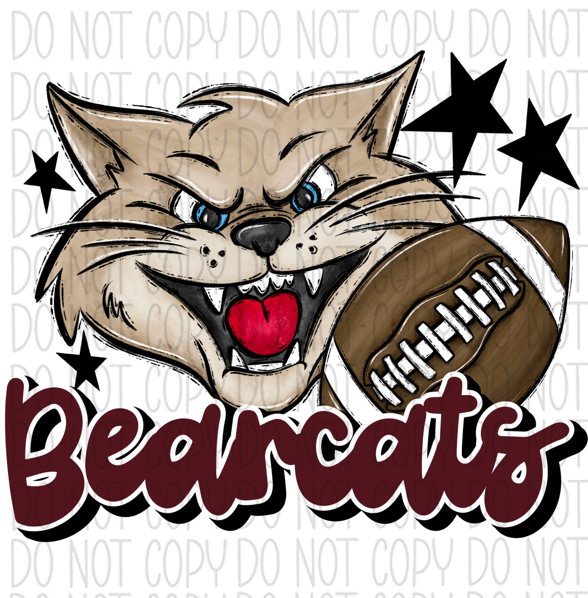 Mascot Bearcats Football Dtf Transfer (See Color Options) Pocket Size 3 / Maroon