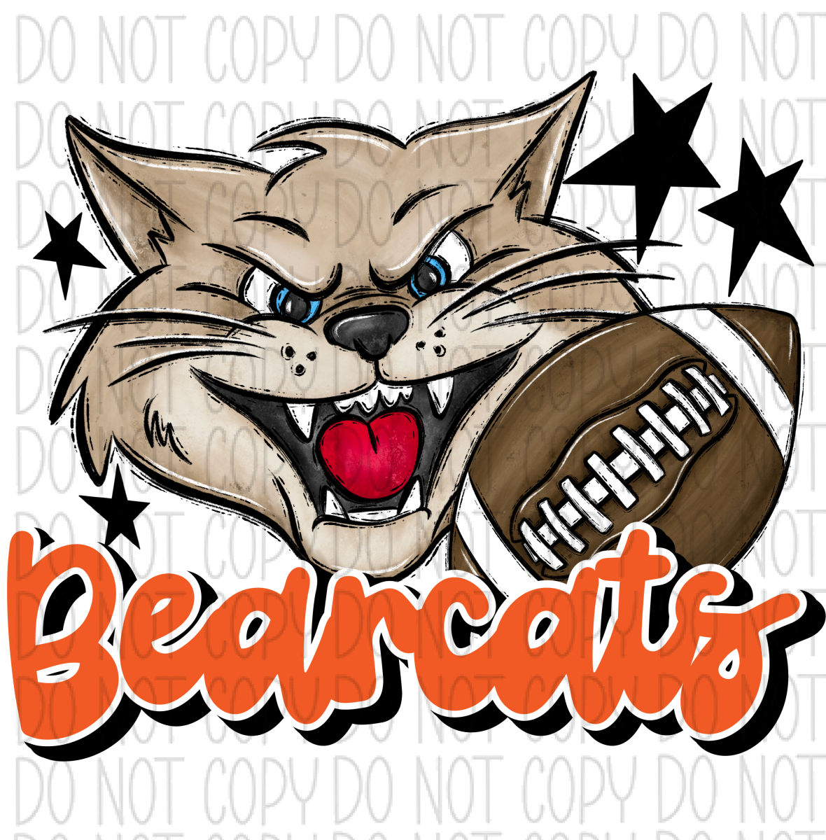 Mascot Bearcats Football Dtf Transfer (See Color Options) Pocket Size 3 / Orange