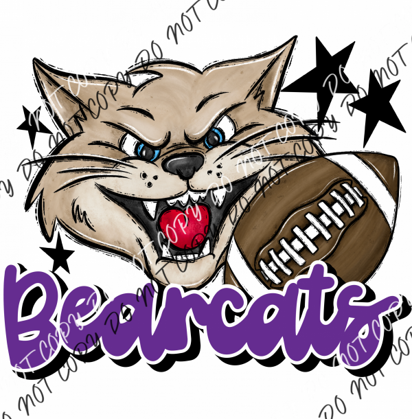 Mascot Bearcats Football Dtf Transfer (See Color Options) Pocket Size 3 / Purple