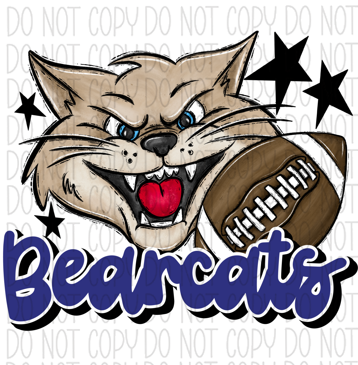 Mascot Bearcats Football Dtf Transfer (See Color Options) Pocket Size 3 / Navy