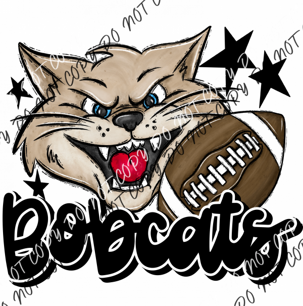 Mascot Bobcats Football Dtf Transfer (See Color Options) Pocket Size 3 / Black Transfers