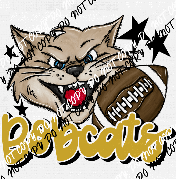 Mascot Bobcats Football DTF Transfer (See Color Options) - We Print U Press DTF Transfers