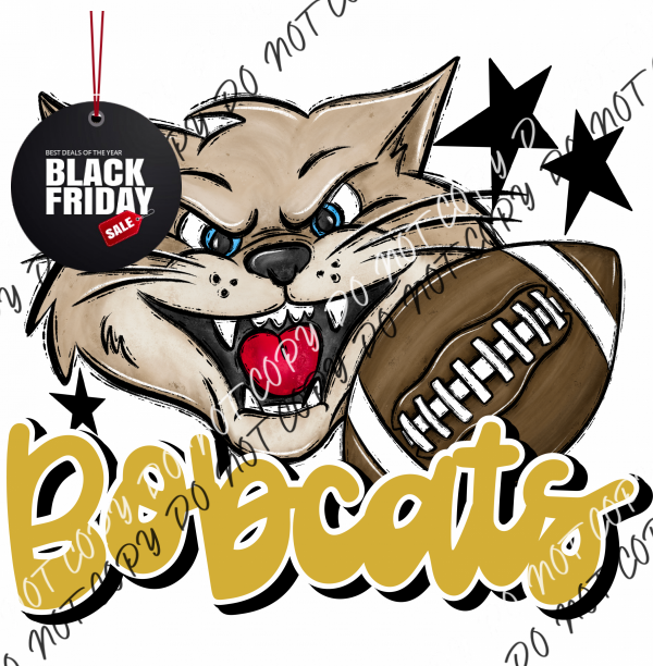 Mascot Bobcats Football Dtf Transfer (See Color Options) Pocket Size 3 / Gold Transfers