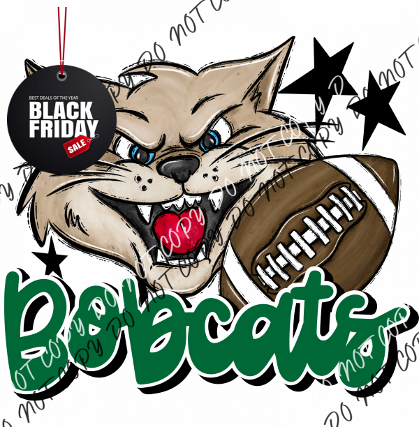 Mascot Bobcats Football Dtf Transfer (See Color Options) Pocket Size 3 / Green Transfers