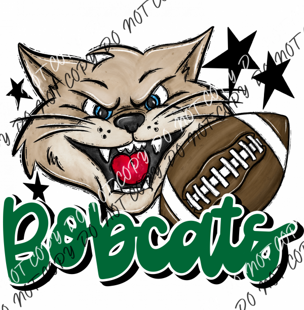 Mascot Bobcats Football Dtf Transfer (See Color Options) Pocket Size 3 / Green Transfers