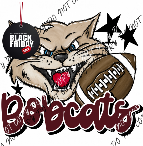 Mascot Bobcats Football Dtf Transfer (See Color Options) Pocket Size 3 / Maroon Transfers