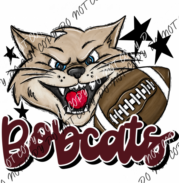 Mascot Bobcats Football Dtf Transfer (See Color Options) Pocket Size 3 / Maroon Transfers