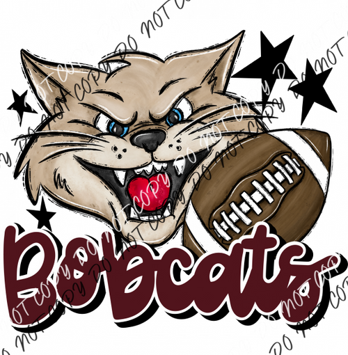 Mascot Bobcats Football Dtf Transfer (See Color Options) Pocket Size 3 / Maroon Transfers