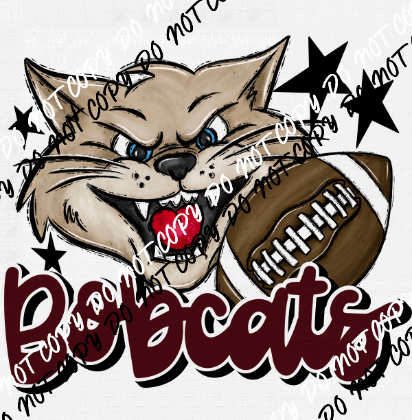 Mascot Bobcats Football DTF Transfer (See Color Options) - We Print U Press DTF Transfers
