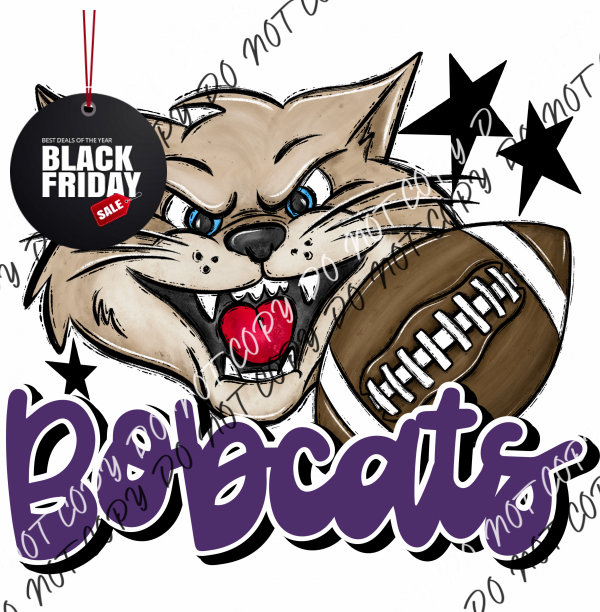 Mascot Bobcats Football Dtf Transfer (See Color Options) Pocket Size 3 / Purple Transfers