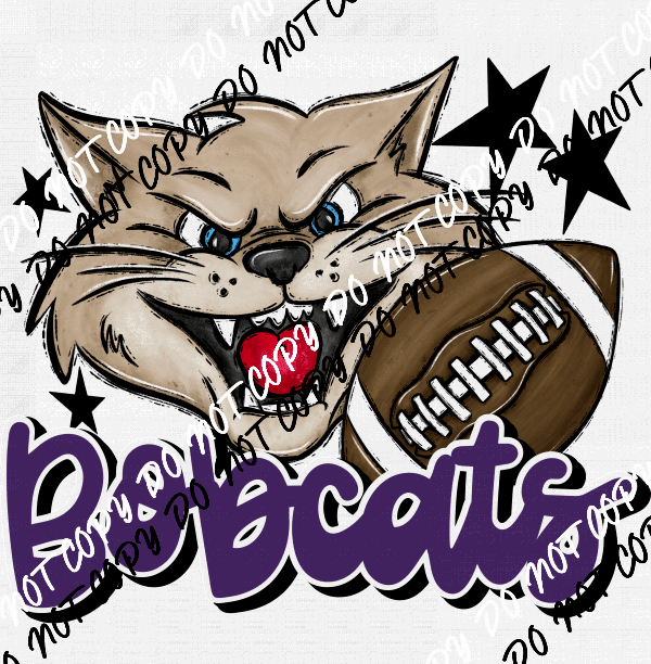 Mascot Bobcats Football DTF Transfer (See Color Options) - We Print U Press DTF Transfers