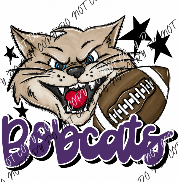 Mascot Bobcats Football Dtf Transfer (See Color Options) Pocket Size 3 / Purple Transfers